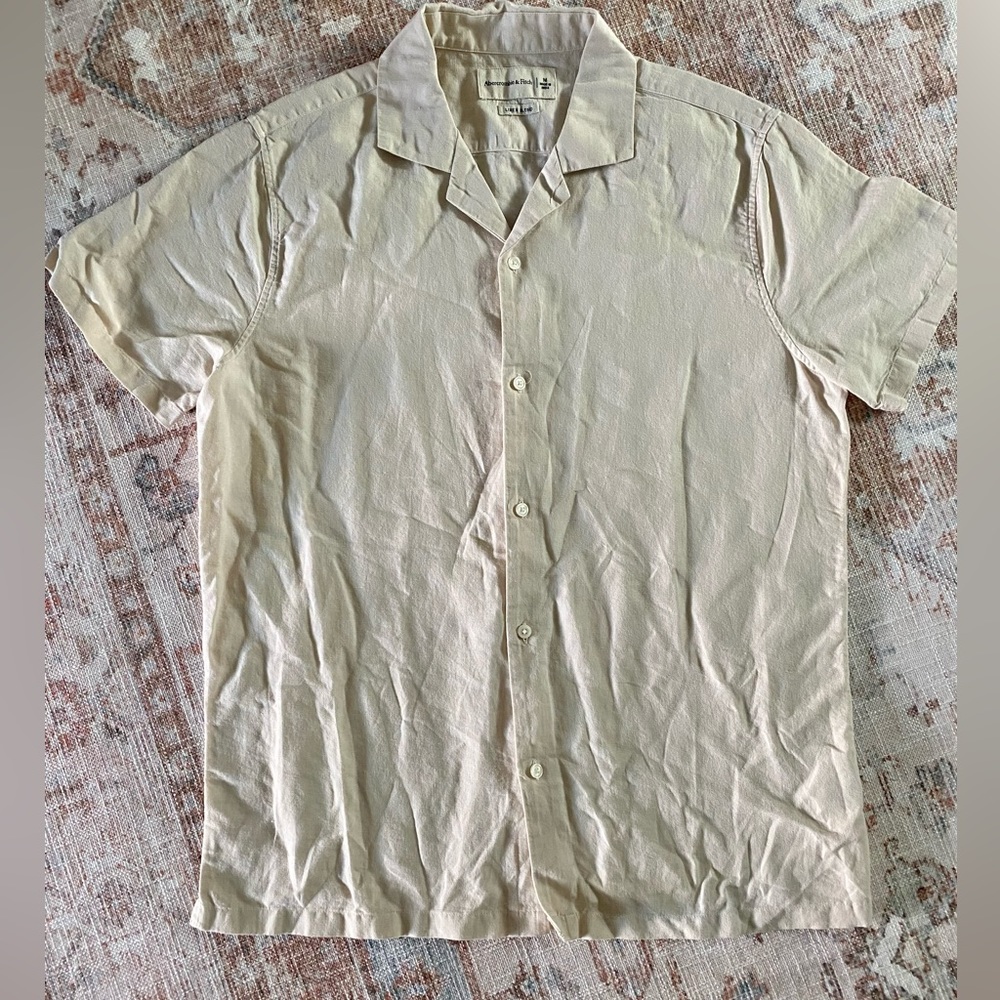 NWOT Abercrombie & Fitch Mens Linen Button Up Shirt